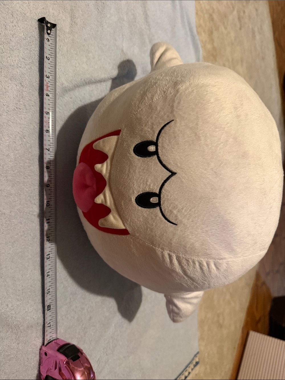 Nintendo Cream Boo Ghost Plush with Pink Tongue and Red Mouth